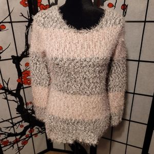 Lapa Ladies Black Pink Grey Fuzzy Tunic Jumper Bubble Knit/Size 3-5